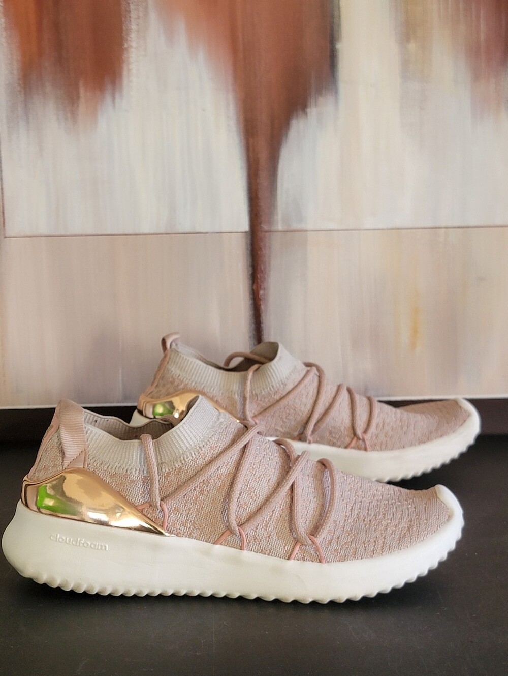 Adidas Shoes Womens 7.5 Ultimamotion Running Sneaker Beige  Lace Up Comfort
